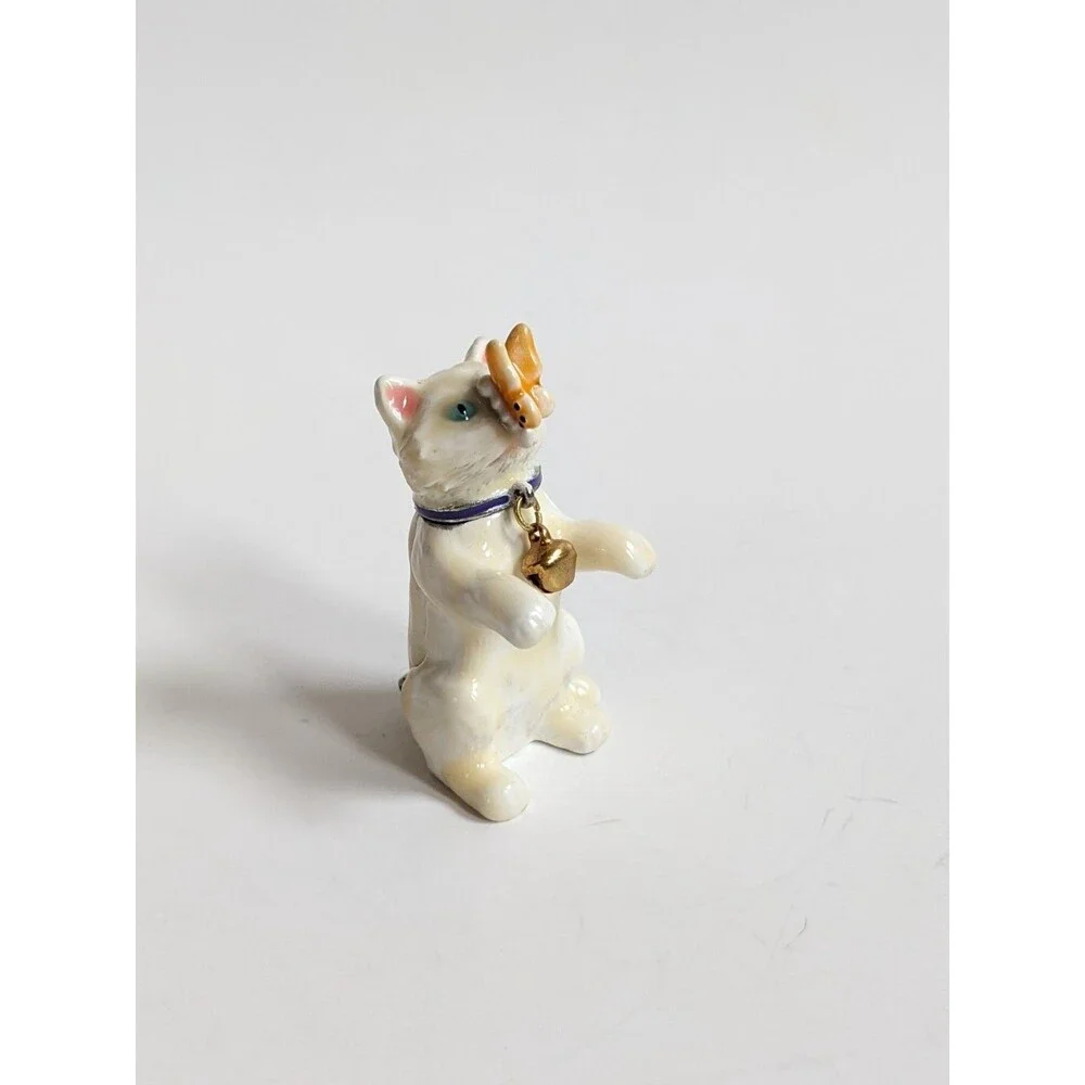 Monet 2012 Enamel‎ Cat Hinged Keepsake Trinket Box w/ Butterfly & Hidden Charm